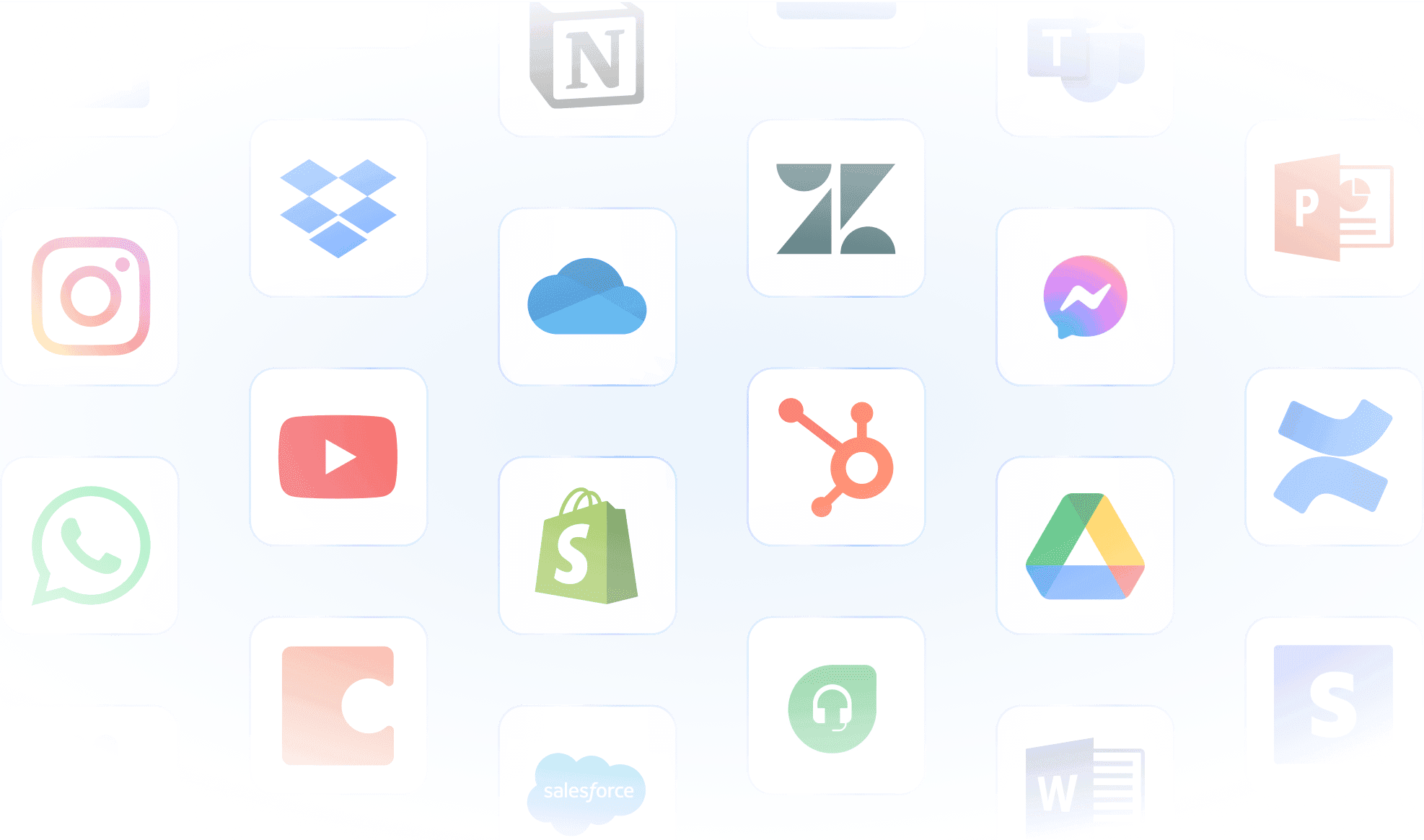 AI Teammates integrate with 30+ apps like YouTube, Messenger, Shopify, and Google Drive